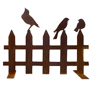 Clôture silhouette oiseaux en métal rouillé - modèle droite long. 50 cm